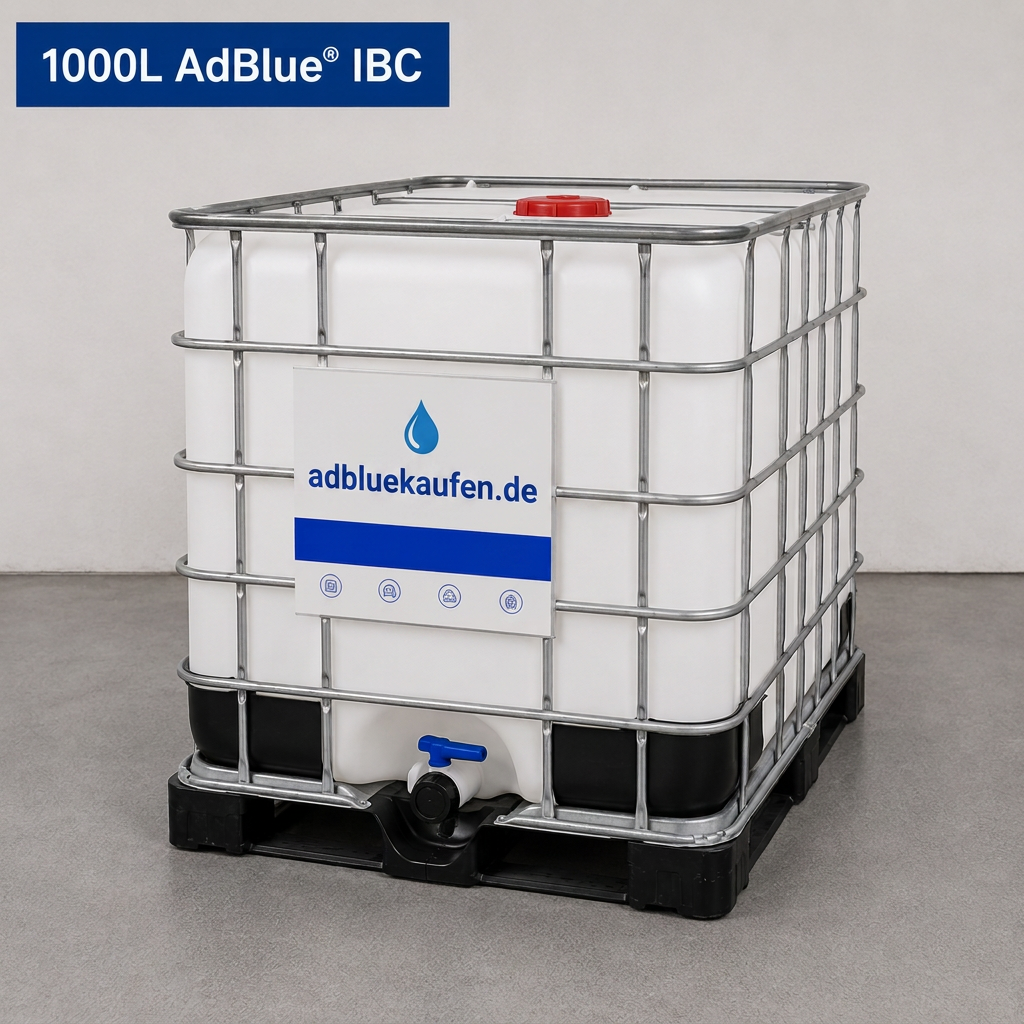 AdBlue 1000L IBC Container mit adbluekaufen.de Logo