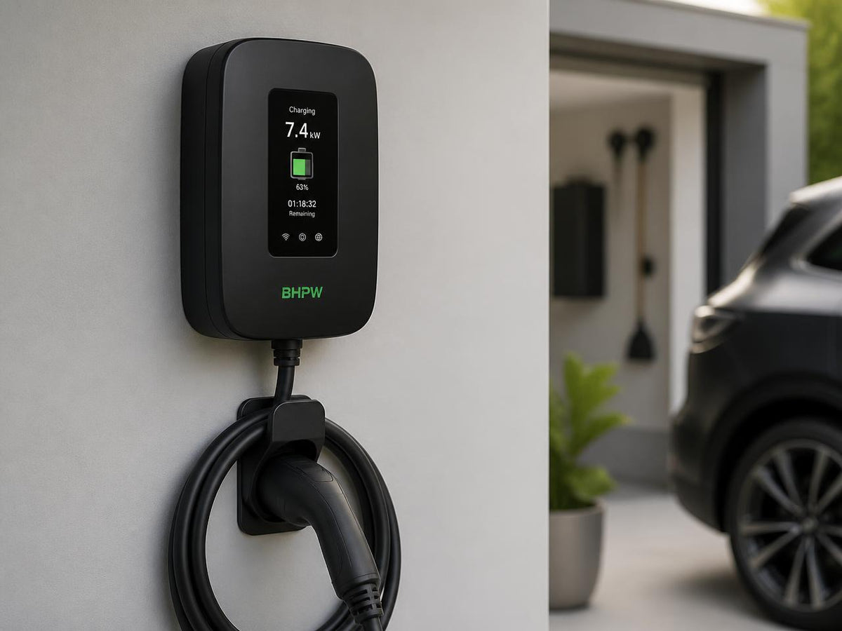 Schwarze BHPW Wallbox mit Display