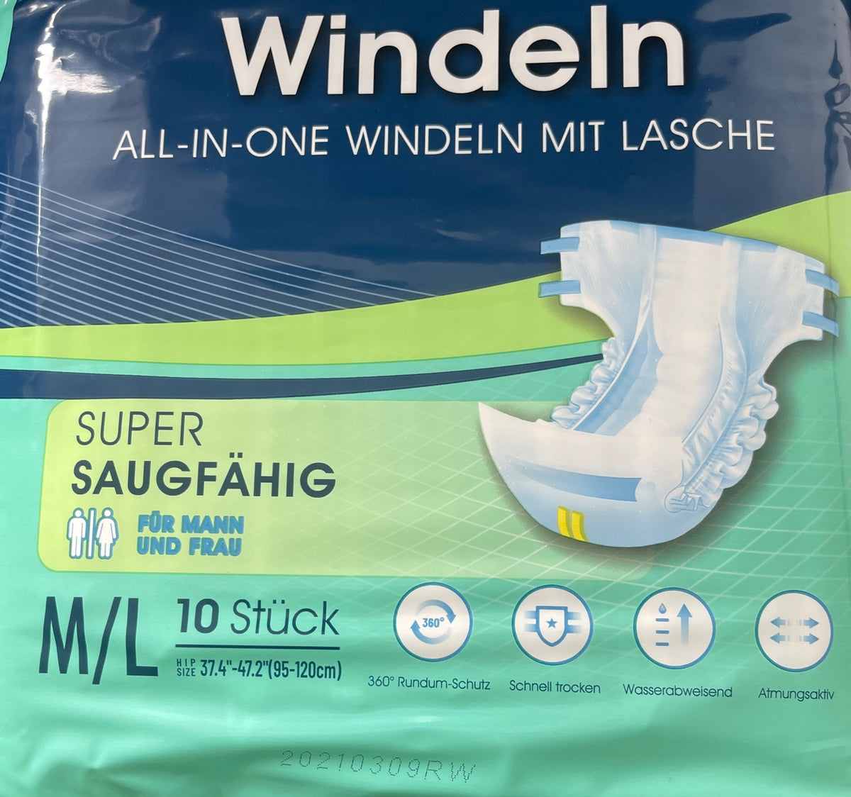 10 Stück - All-In-One Premium Windeln für Erwachsene